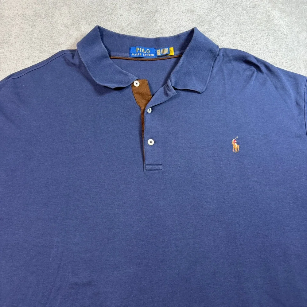 Polo Ralph Lauren Long Sleeve Polo Shirt Mens 3XB Blue Cotton Big & Tall